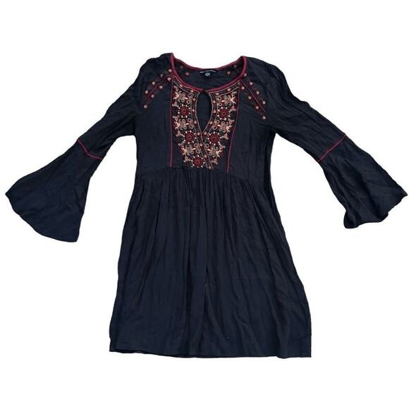 AMERICAN EAGLE OUTFITTERS Navy Blue Boho Bell Sleeve Dress Size S - Picture 1 of 10
